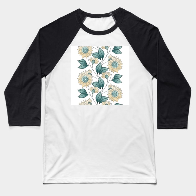 Spring Pattern with Floral Motifs Baseball T-Shirt by lissantee